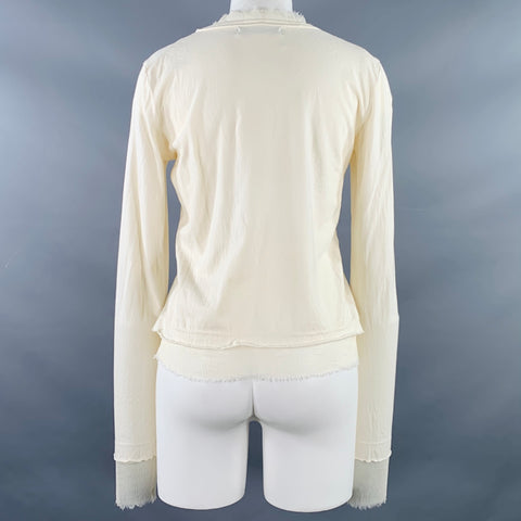 Haut décontracté PEACHOO+KREJBERG Taille S Crème Coton Soie Bordure Contrastante