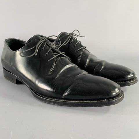 JOHN VARVATOS Size 11 Black Patent Leather Derby Lace Up Shoes