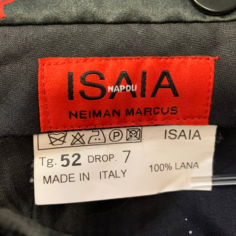 ISAIA Size 36 Grey Black Gingham Wool Pleated Dress Pants