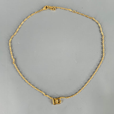 DOLCE & GABBANA Gold Chain Link Metal DG Pendant Necklace