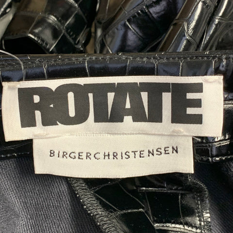 ROTATE Size 4 Jeanine Black Faux Leather Croc Embossed Tapered Casual Pants