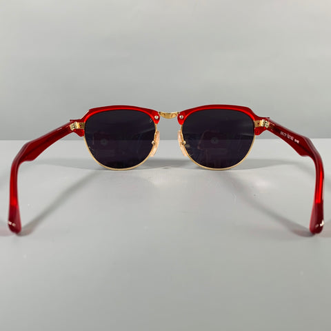 VINTAGE Red Gold Acetate Metal Etched Sunglasses