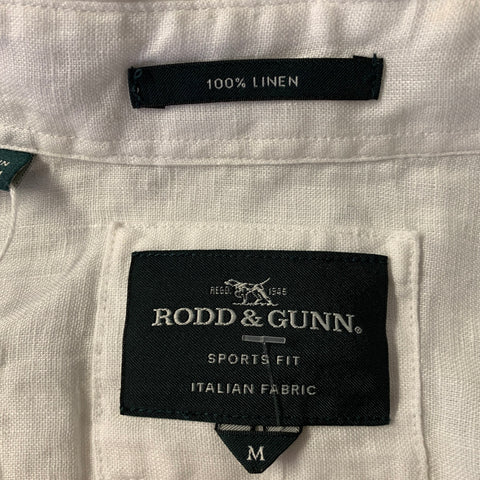 RODD & GUNN Size M White Linen Pointed Collar Short Sleeve Shirt