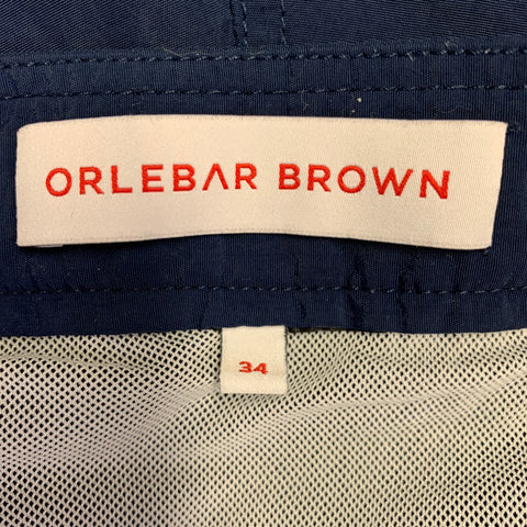 ORLEBAR BROWN Size 34 Setter Navy Side Tabs Zip Fly Swim Trunks
