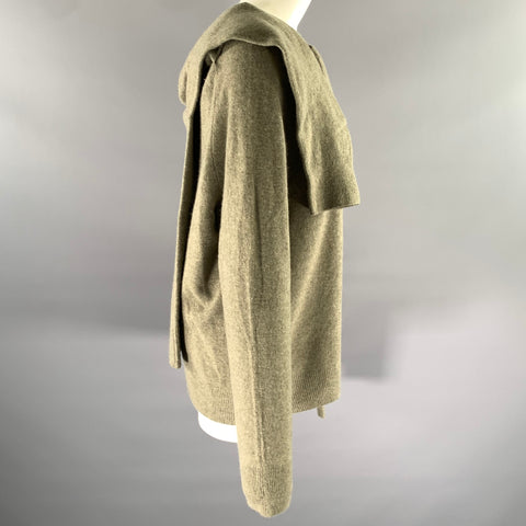 CELINE Size M Khaki Green Wool Cashmere Wrap Pullover