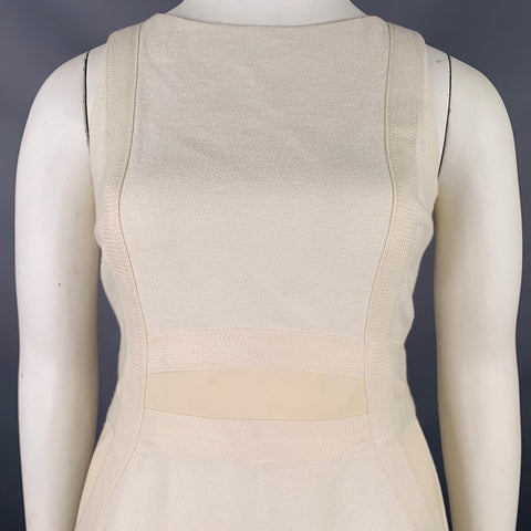 AKRIS Size 10 Cream Cotton Textured Sleeveless Dress