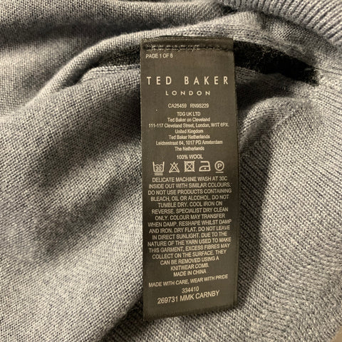 TED BAKER Size S Grey Knit Wool Pull On Pullover