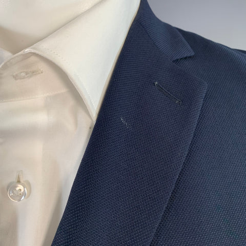 THEORY Size 36 Short Wellar Navy Woven Wool Blend Double Breasted Sport Coat