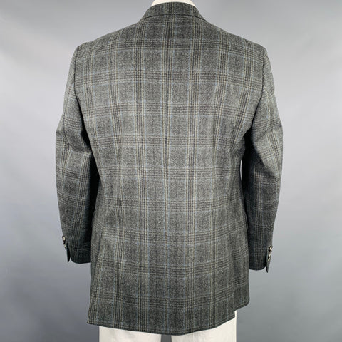 JACK VICTOR Size 42 Grey Charcoal Plaid Wool Sport Coat