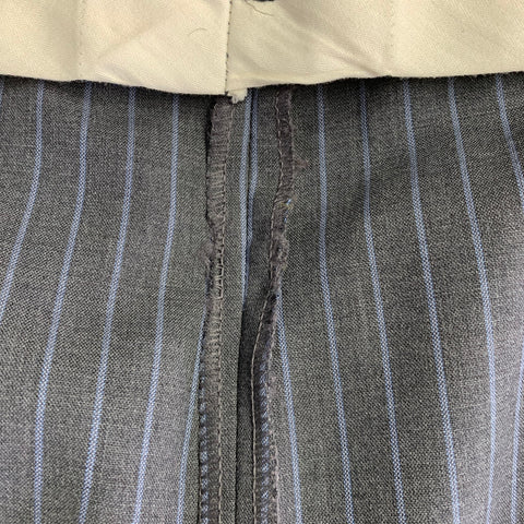 ERMENEGILDO ZEGNA Size 46 Grey Blue Pinstripe Wool Suit