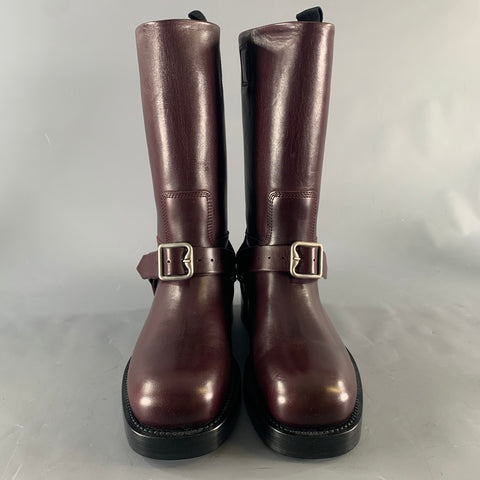 BURBERRY Size 8 Burgundy Leather Pull On Boots
