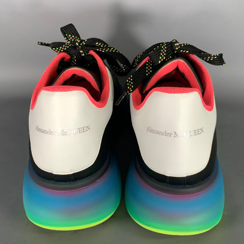 ALEXANDER MCQUEEN Size 10 Black Multi-Color Color Block Leather Low Top Sneakers