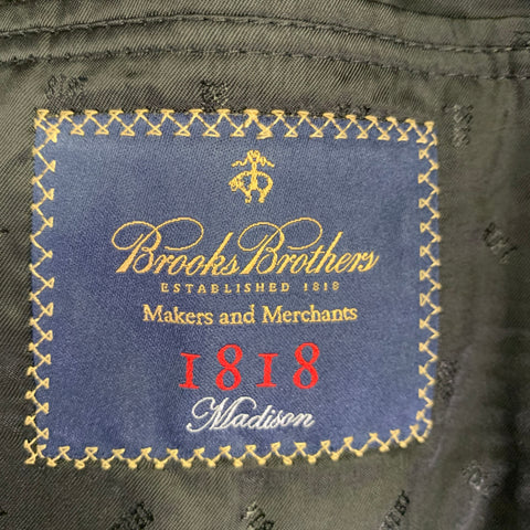 BROOKS BROTHERS Size 40 Black Wool Single Button Suspenders Tuxedo