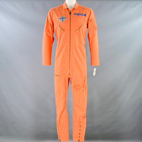 RRL by RALPH LAUREN Limited Edition Size L Suit Flight Experimental Orange Cotton Military Jumpsuit