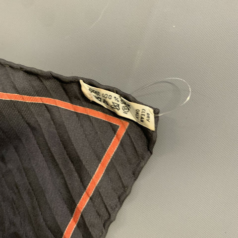 HERMES Burgundy Black Pleated Silk Scarves