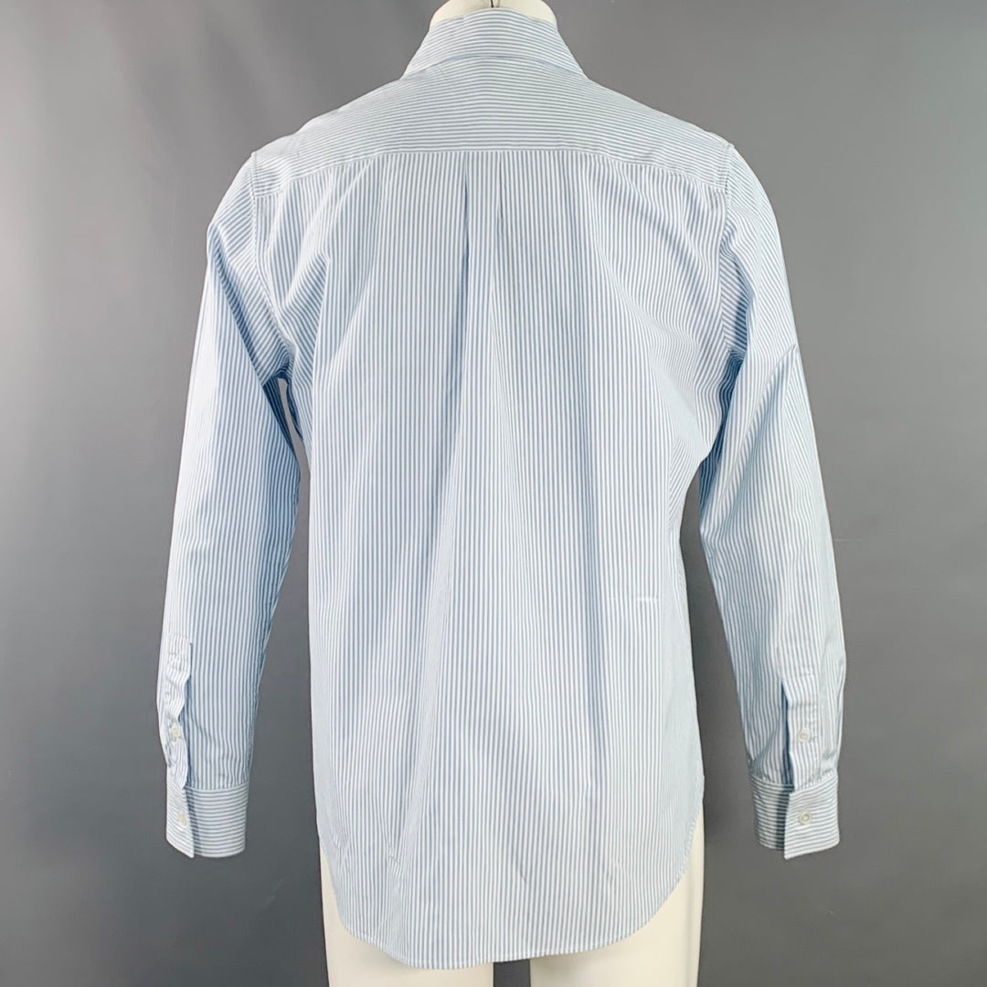 BOTTEGA VENETA Size S Light Blue White Stripe Cotton Long Sleeve Shirt