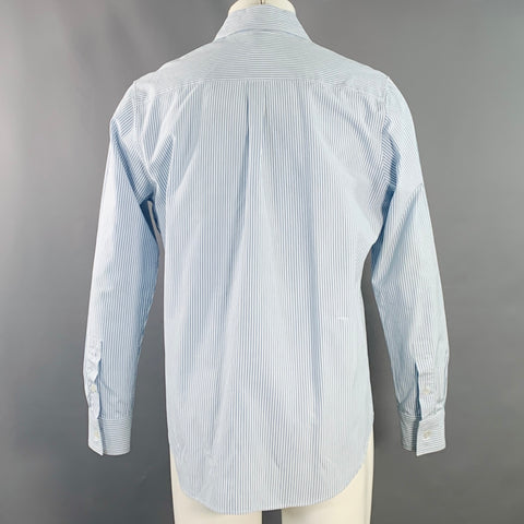 BOTTEGA VENETA Size S Light Blue White Stripe Cotton Long Sleeve Shirt