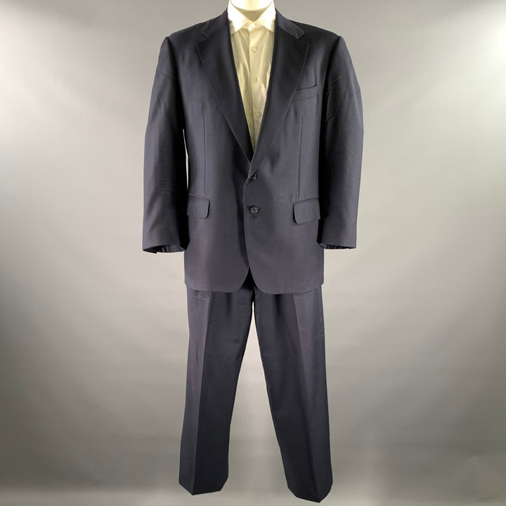 ERMENEGILDO ZEGNA Size 44 Navy Black Glen Check Wool Notch Lapel Suit
