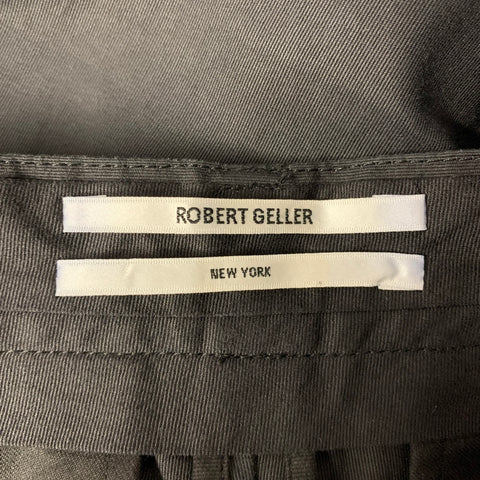 ROBERT GELLER Size 34 Grey Solid Belted Cotton Straight Casual Pants