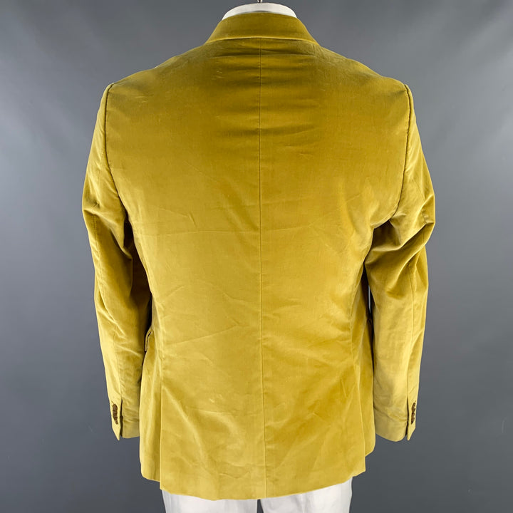 PAUL SMITH Chest Size 46 Regular Yellow Velvet Cotton Blend Sport Coat