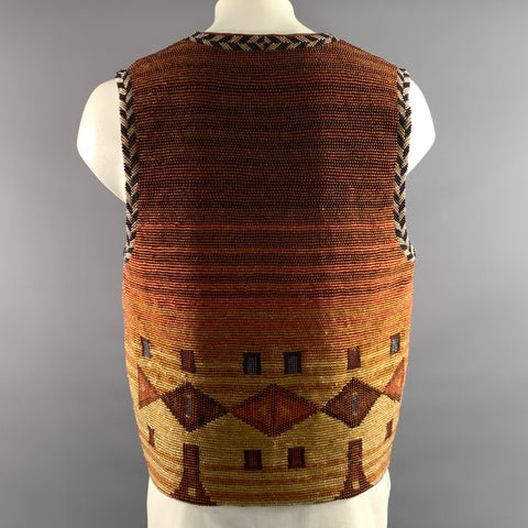 JOSEPH ABBOUD Size L Brown Rust Beaded Cotton Vest