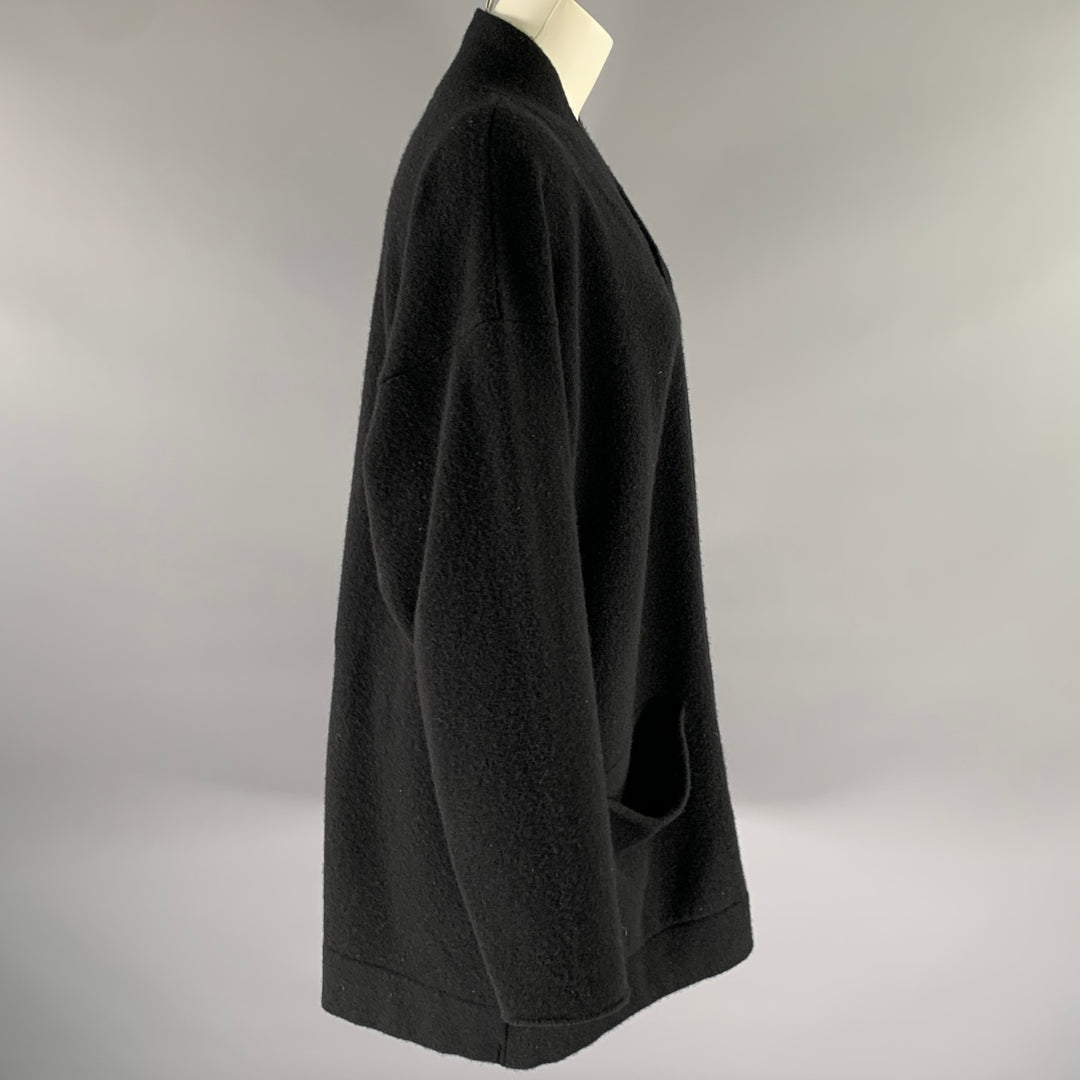 TOOGOOD Size M Black Felted Wool Long Cardigan