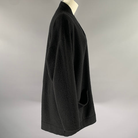 TOOGOOD Size M Black Felted Wool Long Cardigan
