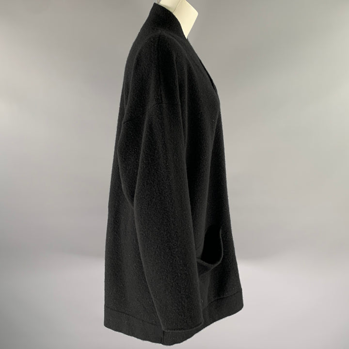 TOOGOOD Size M Black Felted Wool Long Cardigan