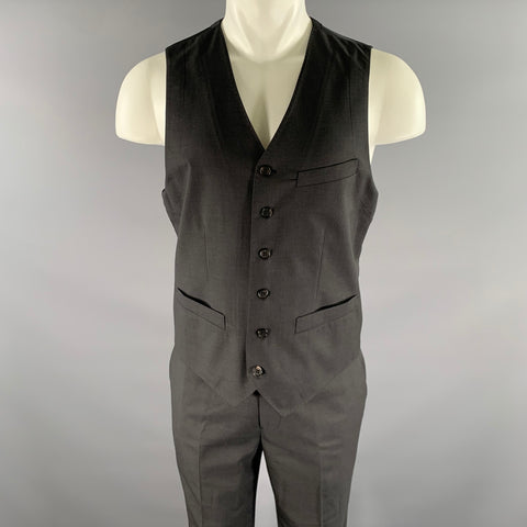 ONASSIS Size 42 Grey Wool 2 Piece Vest Trouser Set