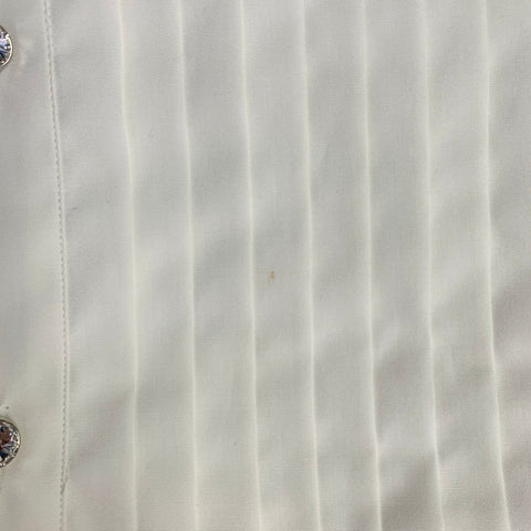 RALPH LAUREN Size 4 White Cotton Pleated Collarless Dress Top