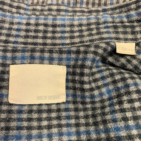 BAND OF OUTSIDERS Size M Grey Blue Plaid Cotton One Pocket Long Sleeve Shirt