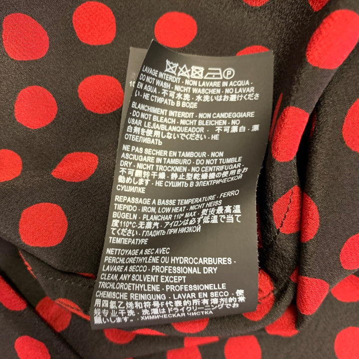 SAINT LAURENT Size M Black Red Dots One Pocket Short Sleeve Shirt