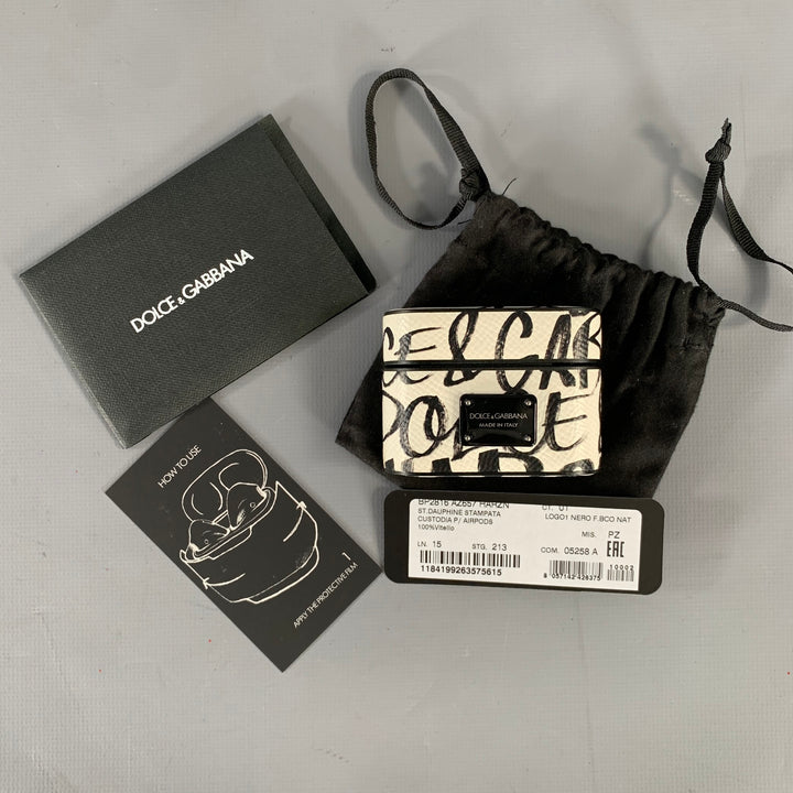 DOLCE & GABBANA White Black Leather AirPod Case