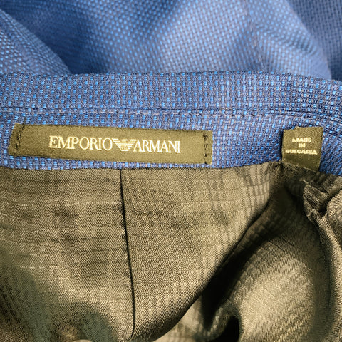 EMPORIO ARMANI Size 42 Blue Nailhead Wool Notch Lapel Sport Coat