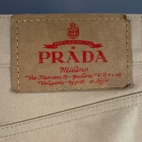 PRADA Size 34 Khaki Twill Cotton Classic Fit Tapered Button Fly Jeans