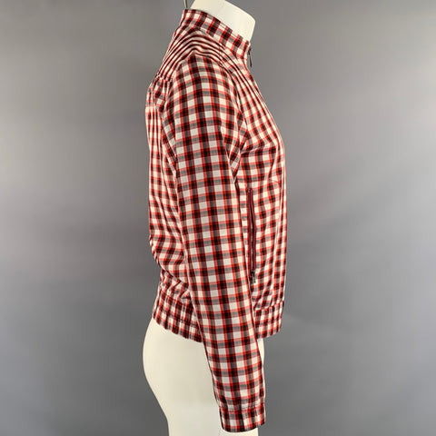 J.LINDEBERG Size M Red White Plaid Polyamide Zip Up Jacket