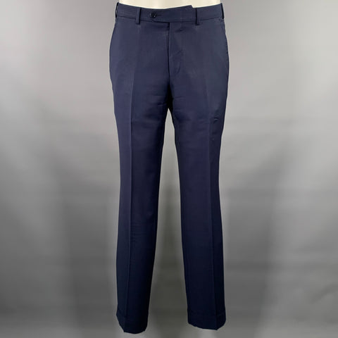 ERMENEGILDO ZEGNA Size 40 Navy Wool Notch Lapel Suit