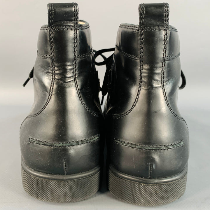 CHRISTIAN LOUBOUTIN Size 13 Louis Black Leather High Top Lace-Up Sneakers