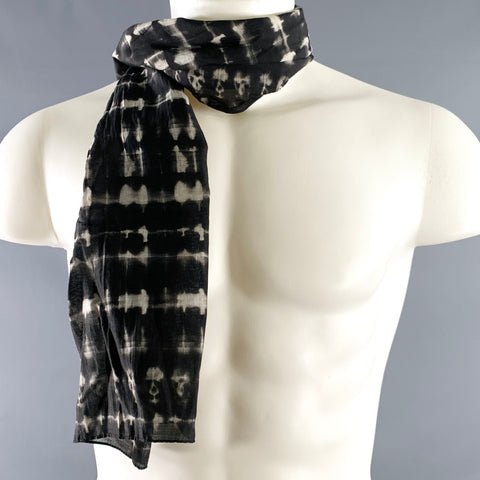 ALEXANDER MCQUEEN Black Grey Shibori Skull Scarf