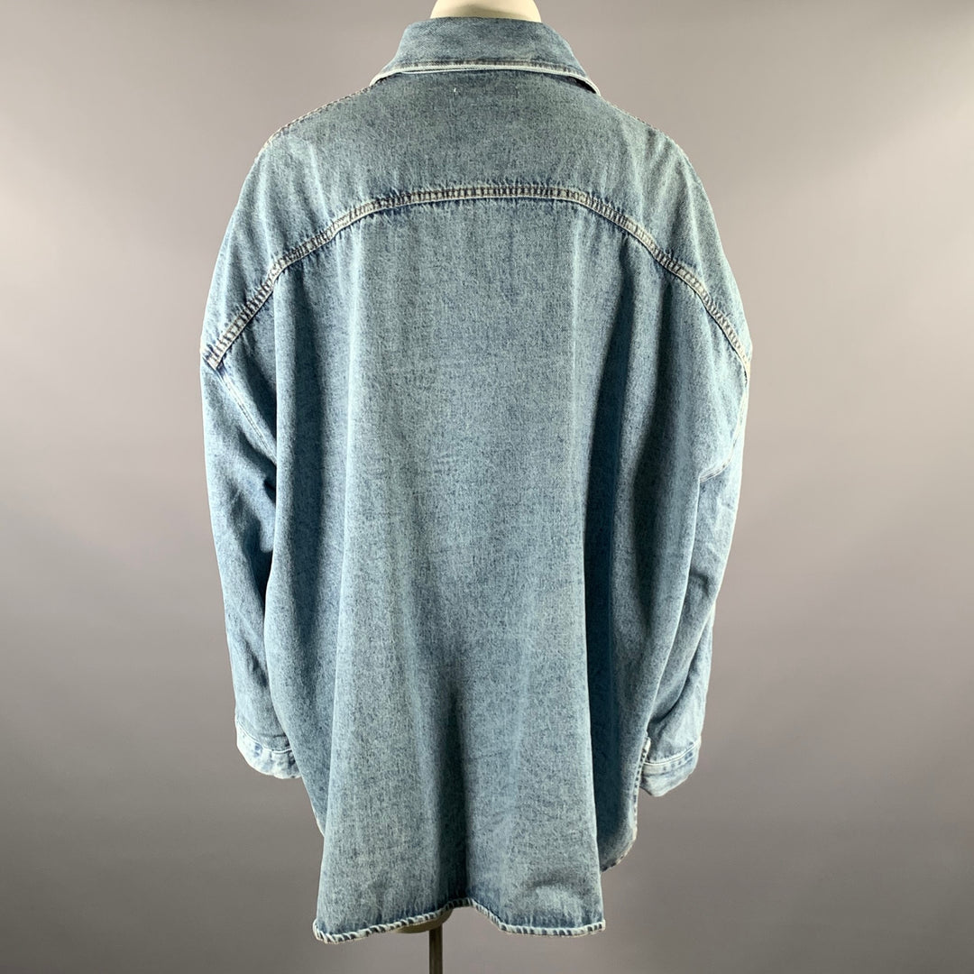 THE FRANKIE SHOP Size XS/S Blue Denim Washed Patch Pockets Shirt