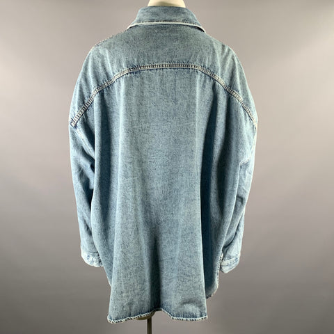 THE FRANKIE SHOP Size XS/S Blue Denim Washed Patch Pockets Shirt