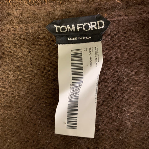 TOM FORD Size XS Brown Bronze Mohair Blend Metallic V Neck Sweater Womens