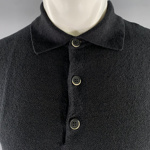 BARENA Size M Black Knit Polo