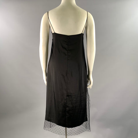 RED VALENTINO Size 6 Black Polyester Slip Knee-Length Cocktail Dress