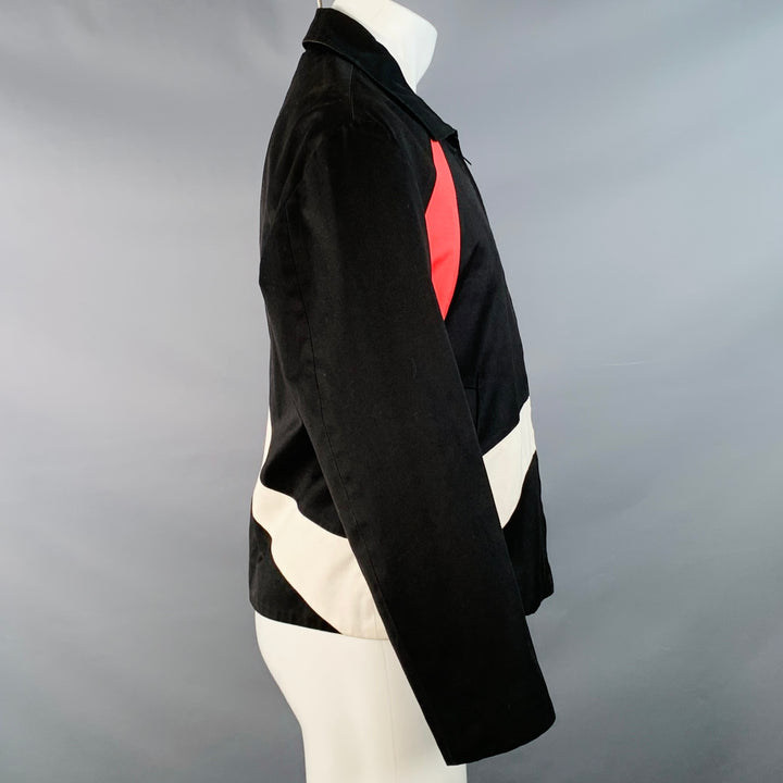 VERSUS by GIANNI VERSACE Size 40 Black Red White Cotton Color Block Zip Up Jacket