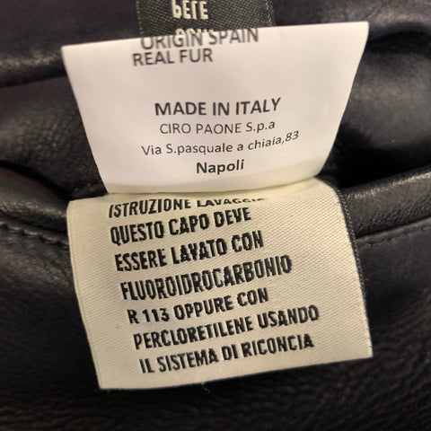 KITON Chest Size 40 Size 40 Black Leather Button Up Coat