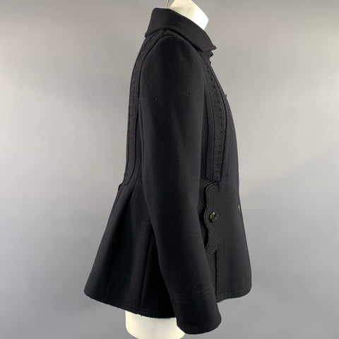 DEREK LAM Size 8 Navy Wool Button Up Coat