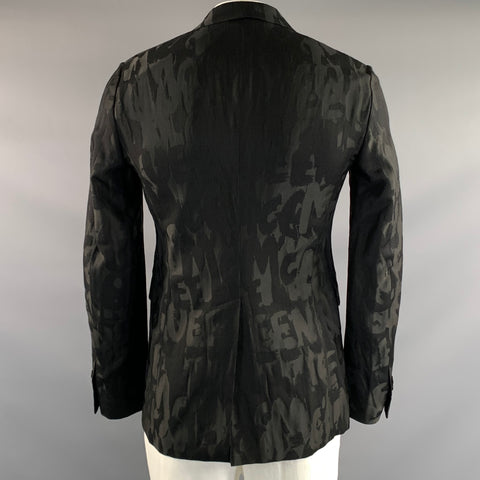 ALEXANDER MCQUEEN Chest Size 40 Black Jacquard Wool Viscose Blend Sport Coat