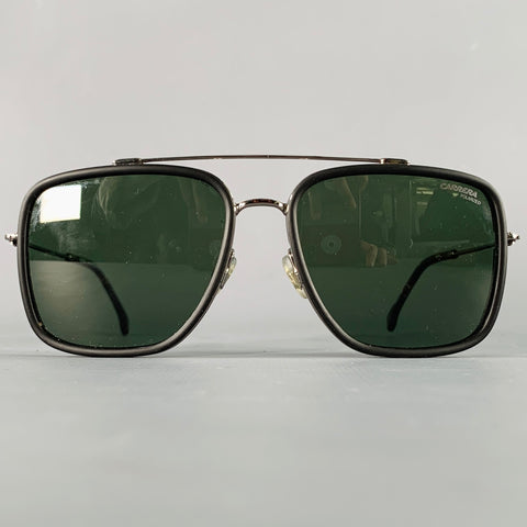 CARRERA Ruthenium Black Silver Mixed Materials Acetate Metal Aviator Sunglasses