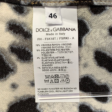 DOLCE & GABBANA Size L Brown Viscose Blend Leopard Sequin Trim Snaps Shirt